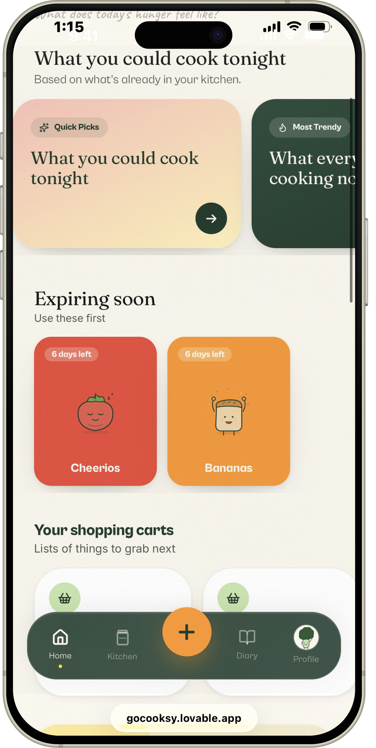 Expiry alerts in Cooksy