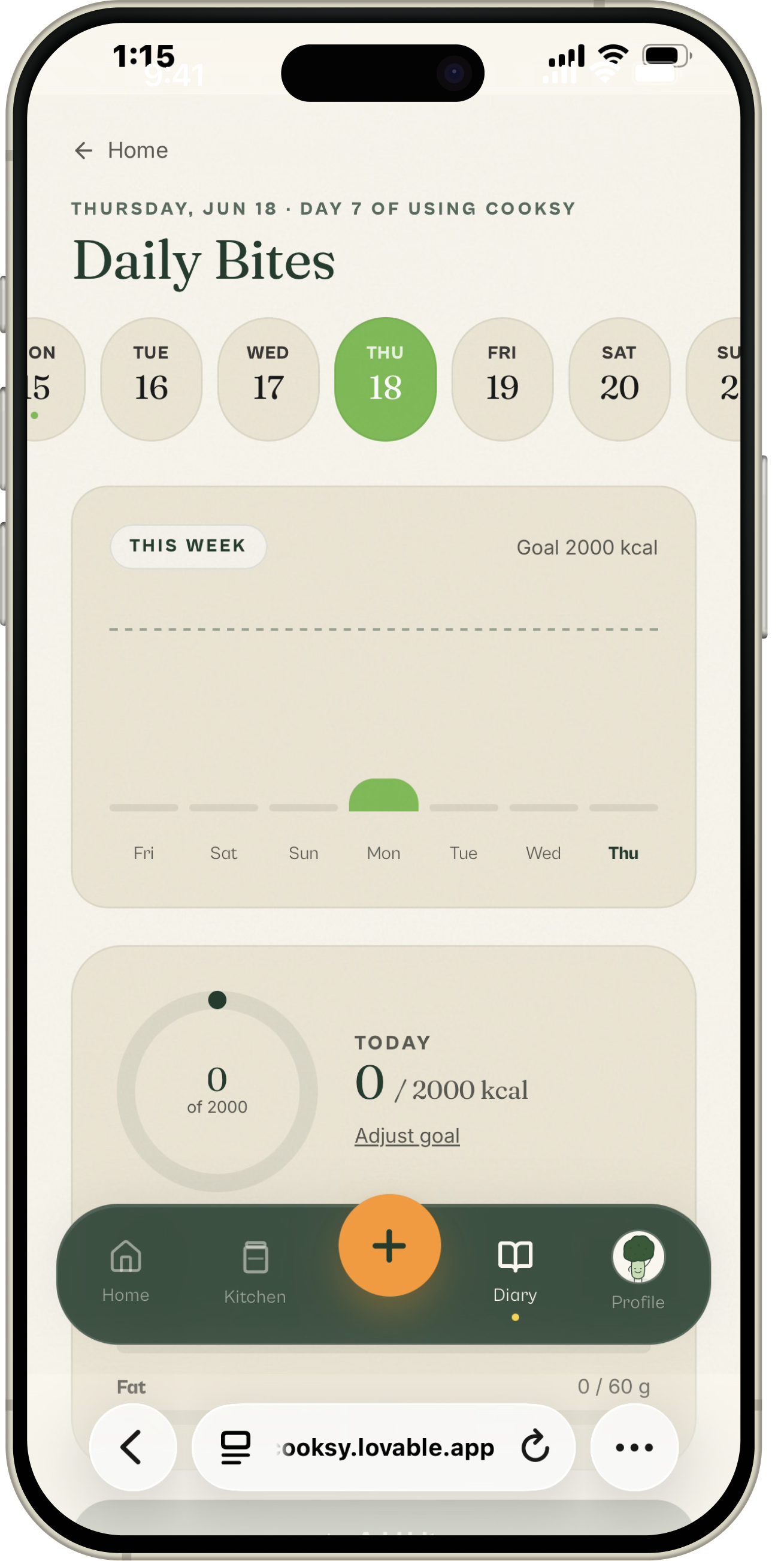 Meal memory feature in Cooksy
